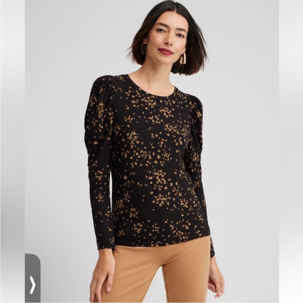Chico’s Women’s Black Shirred Long Sleeve Knit Top Sz. 3/XL